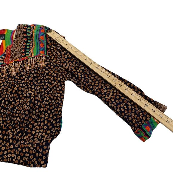 Vintage Carole Little Two Piece Bohemian Pantsuit Beaded Large Buttons 90s Sz 8 - Picture 9 of 16